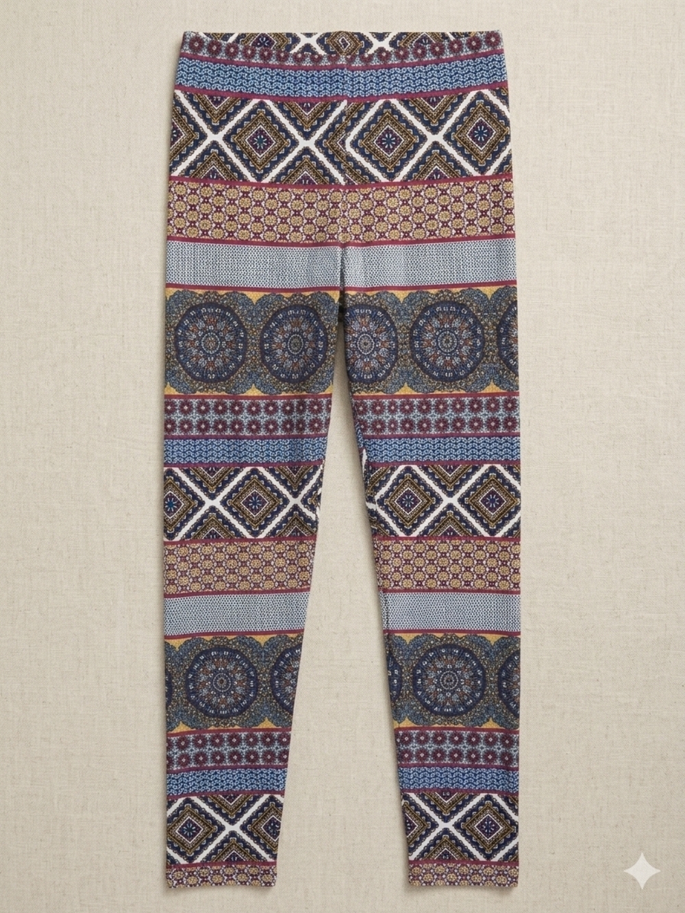 Vintage Rainbow Boho Mandala Pattern High-Waisted Leggings - Geometric Print